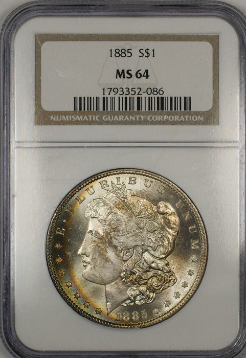 1885 Morgan Silver Dollar $1 Coin NGC MS-64 Toned (11b)