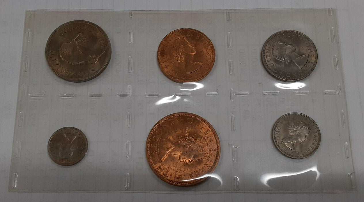1964 New Zealand Uncirculated Set - 6 Coins in Plastic Case