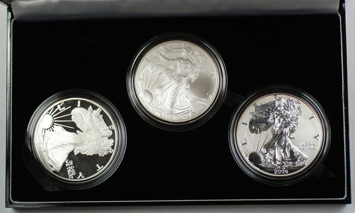 2006 American Silver Eagle 20th Anniversary Coin Set BU, Proof, Reverse Proof