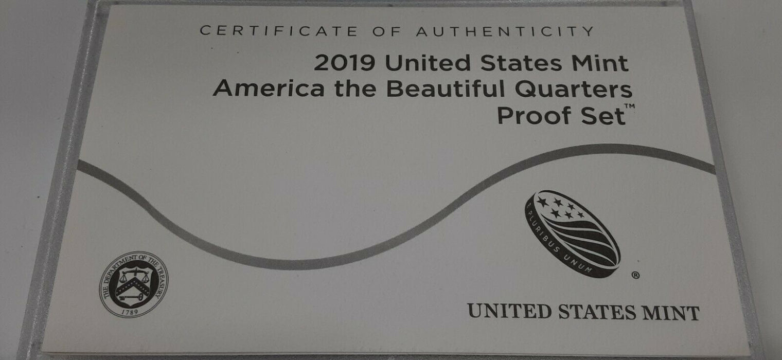 2019-S U.S. Mint 5 Coin Proof National Parks Quarters Set In OGP With Box & COA