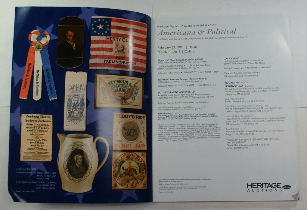 Feb 24 Dallas Mar. 10 Online 2018 David & Janice Frent Heritage Catalog A178