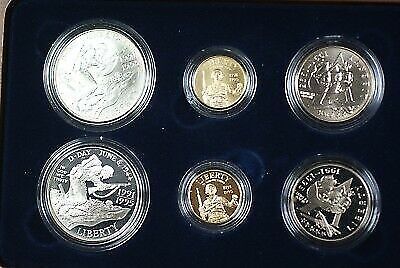 1995 World War II 50th Ann. Proof & BU Silver & Gold 6 Coin Set In OGP