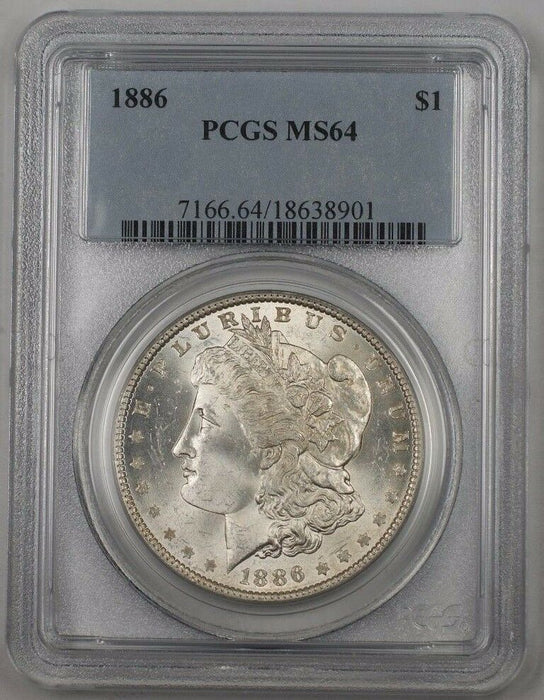 1886 US Morgan Silver Dollar Coin $1 PCGS MS-64 Br6 (Better) L