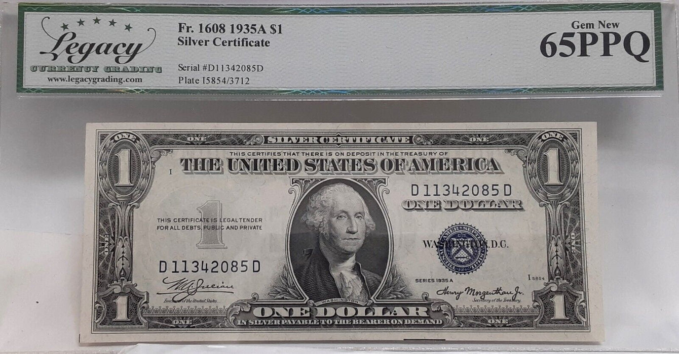 1935-A $1 Silver Certificate D-D Block FR#1608  Legacy Gem New-65 PPQ