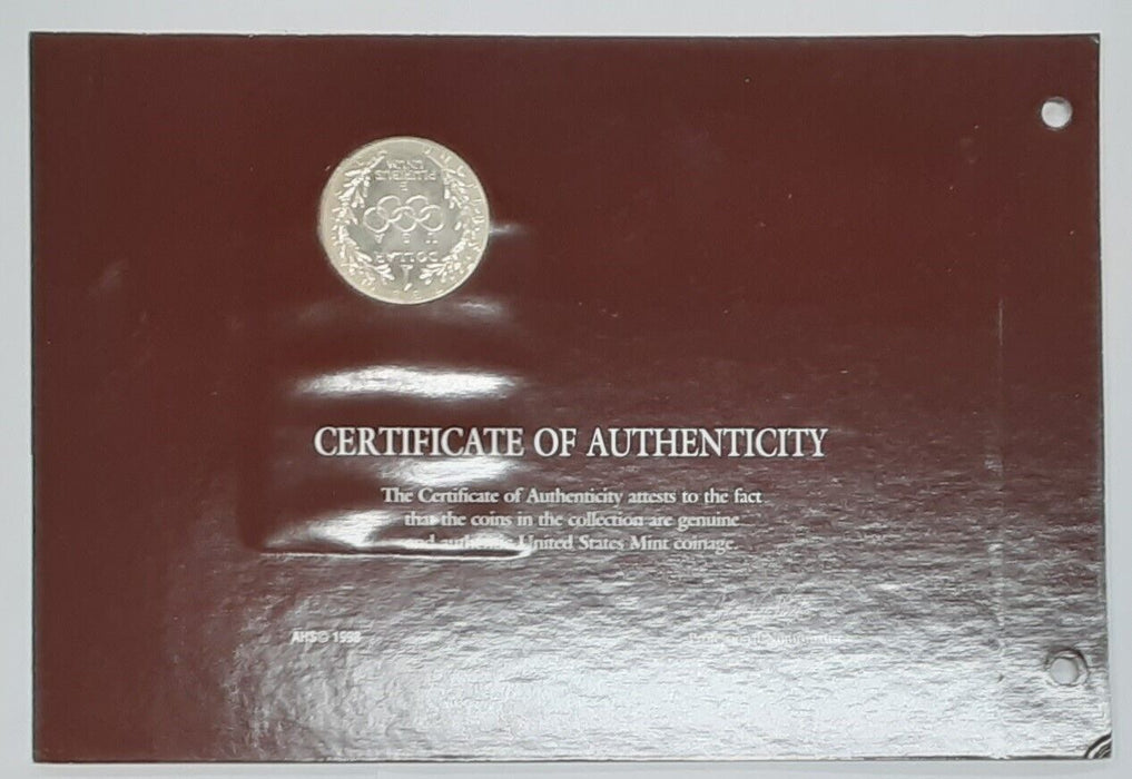 1988-S Silver PF Olympic Games Dollar Coin Gem Proof in Info Card - See Photos