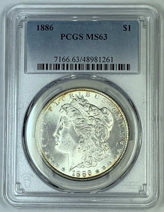 1886 Morgan Silver $1 Dollar Coin PCGS MS 63 Looks Better (7)