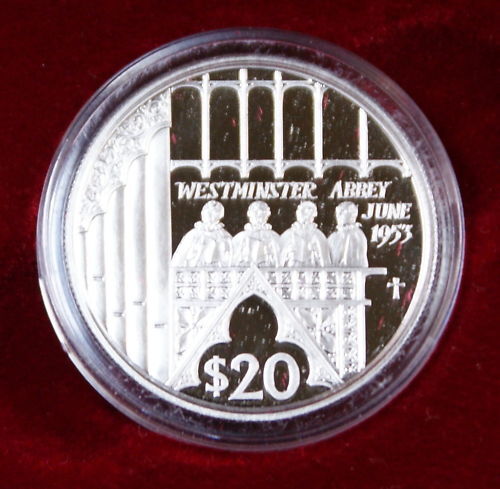 2002 Fiji $20 Platinum Proof Coin Westminster Abbey Commemorative W? Case & COA