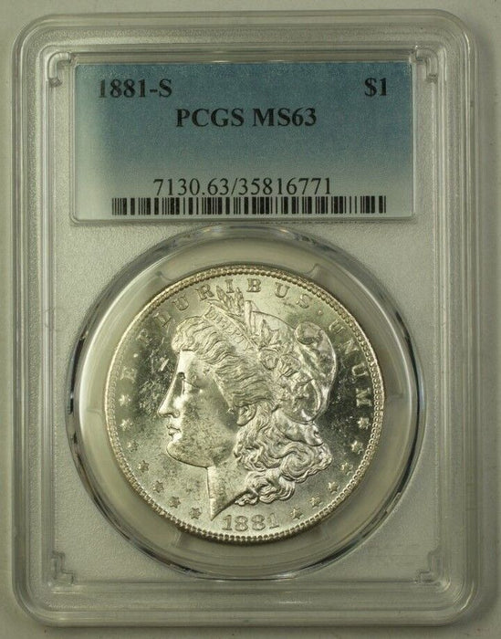 1881-S US Morgan Silver Dollar $1 Coin PCGS MS-63 (L) 12