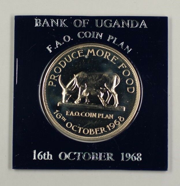 1968 16th October Bank of Uganda FAO Coin Plan Grow More Food 5 Schillings