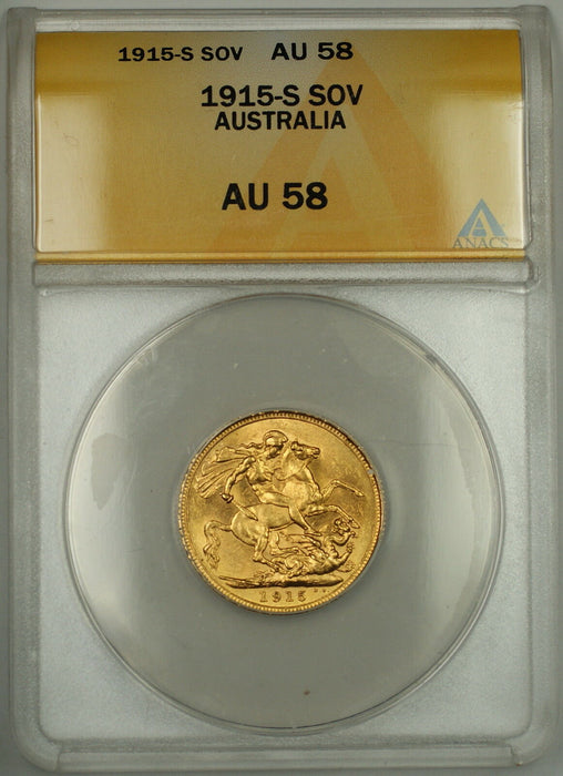 1915-S Australia Sovereign Gold Coin ANACS AU-58