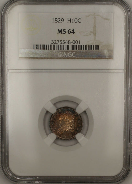 1829 Proof Capped Bust Silver Half Dime 5c Coin NGC MS-64 Toned (Proof) RARE