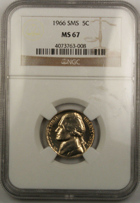 1966 SMS 5C Jefferson Nickel Coin MS-67 NGC