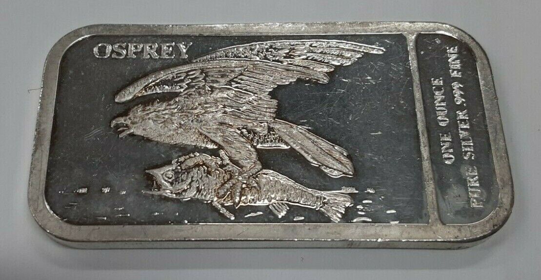 Audubon Society 1 Ounce .999 Fine Silver Bar Endangered Species-Osprey  SB98