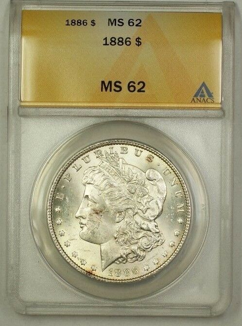 1886 Morgan Silver Dollar $1 Coin ANACS MS-62 (1)