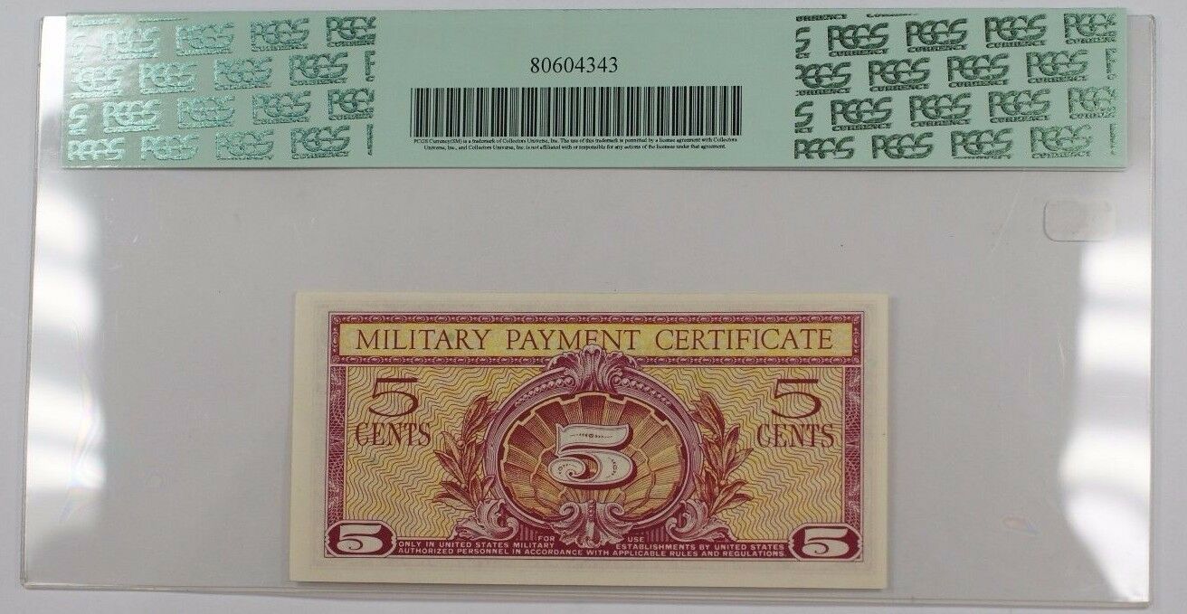 Series 591 Military Payment Certificate Five Cent Note PCGS Choice New 63 PPQ