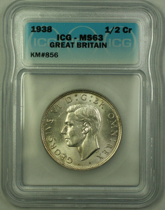 1938 Great Britain Silver Half Crown ICG MS-63 KM#856