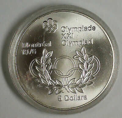 1974 Canada RCM 5 Dollar Silver 1976 Montreal Olympic Games Silver Coin