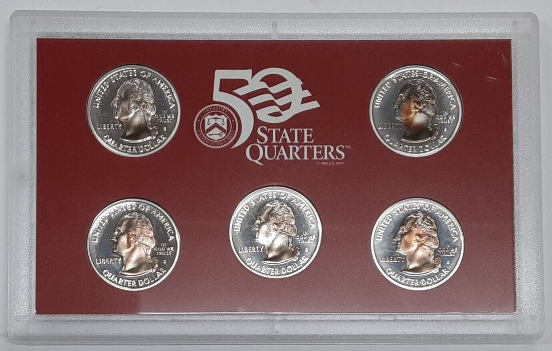 2001-S US Mint Silver Proof Set 10 Gem Coins w/Toned Quarters in OGP w/COA