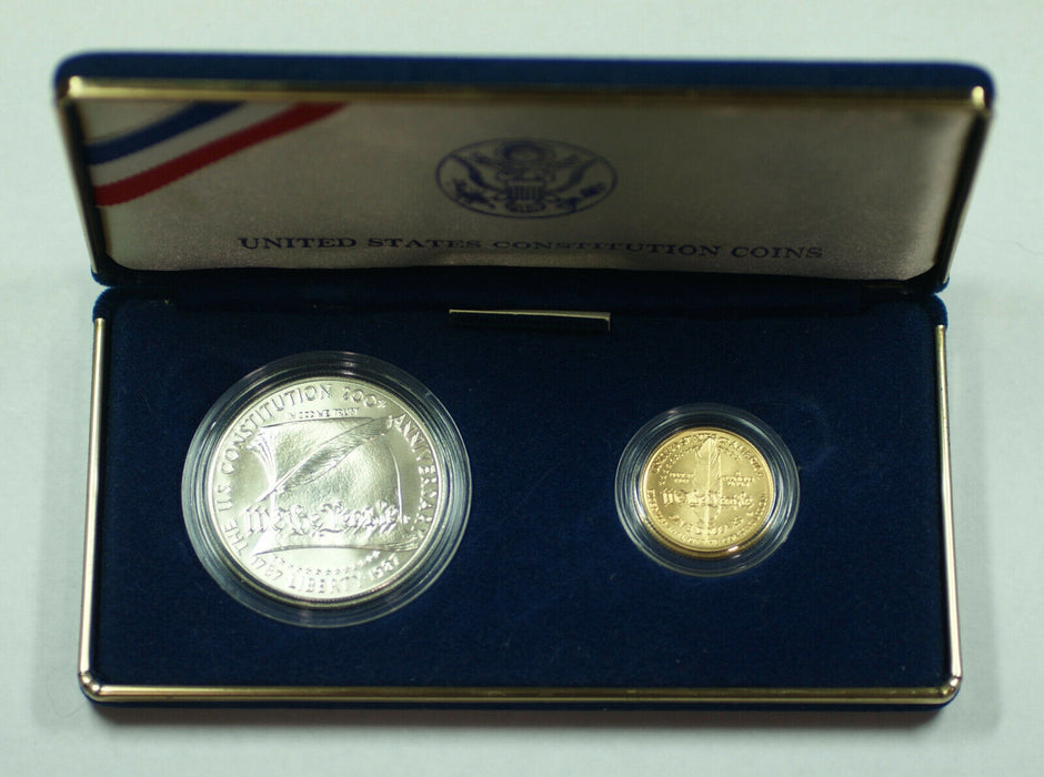 1987 Constitution Commemorative $1 Silver $5 Gold UNC Coin Set No Box or COA