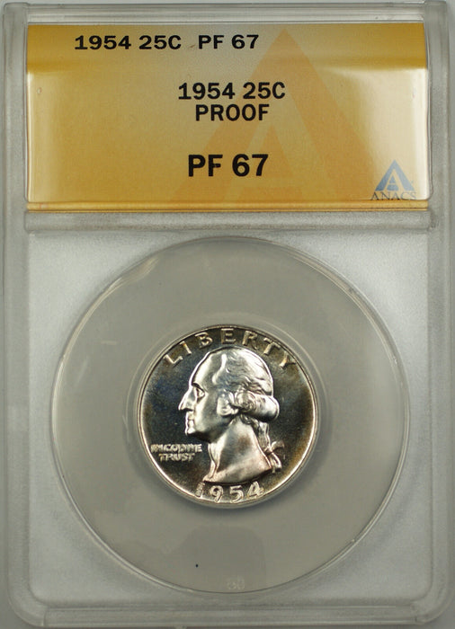 1954 Washington Quarter 25c Light Cameo Proof Coin ANACS PF-67