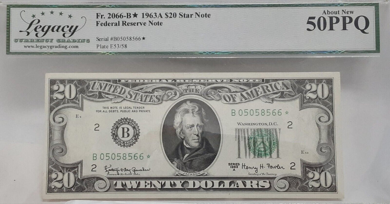 Series 1963A $20 FRN *STAR* Note NY District Fr 2066-B*  Legacy Abt New 50PPQ