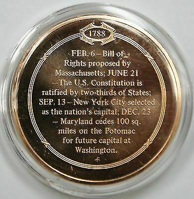 Bronze Proof Medal United States Constitution Ratified June 21, 1788