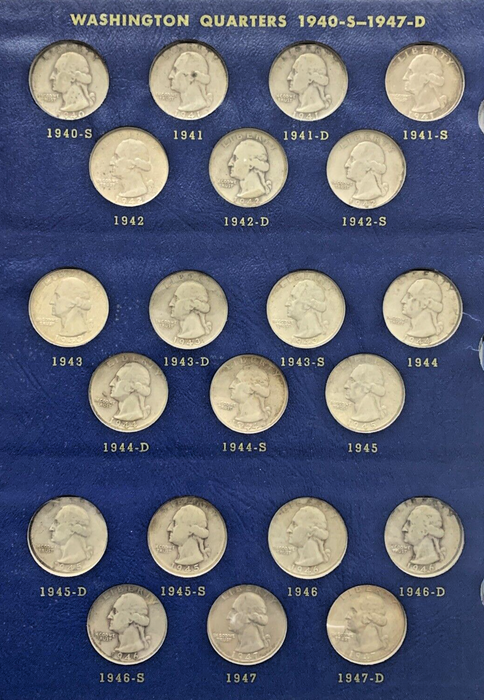 1932-1964 Washington Silver Quarter Complete Set-Whitman Deluxe Coin Album (N)