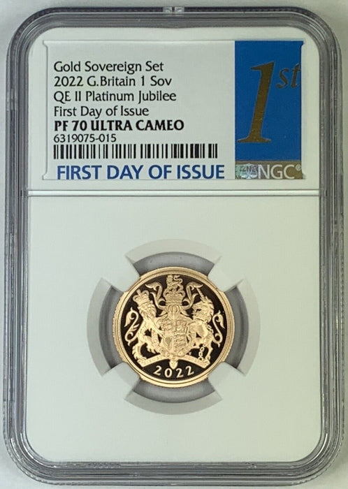 2022 Great Britain Gold Sovereign Coin-NGC PR 70 Ultra Cameo-Plat Jubilee (AN)