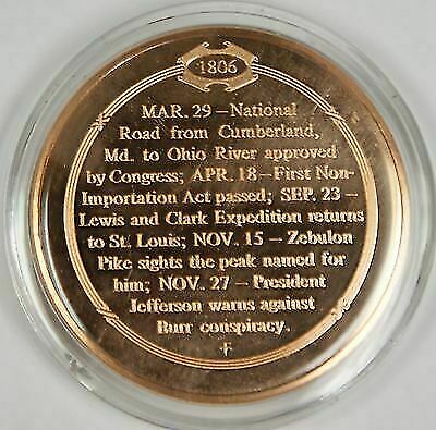 Bronze Proof Medal Zebulon Pike Sights Pikes Peak November 15, 1806