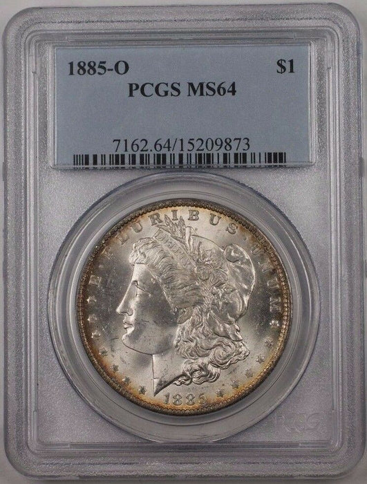 1885-O US Morgan Silver Dollar Coin $1 PCGS MS-64 Beautifully Toned BR5 I