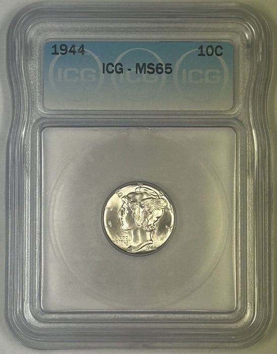 1944 Mercury Silver Dime 10c Coin ICG MS 65 (Near FB) (54) G