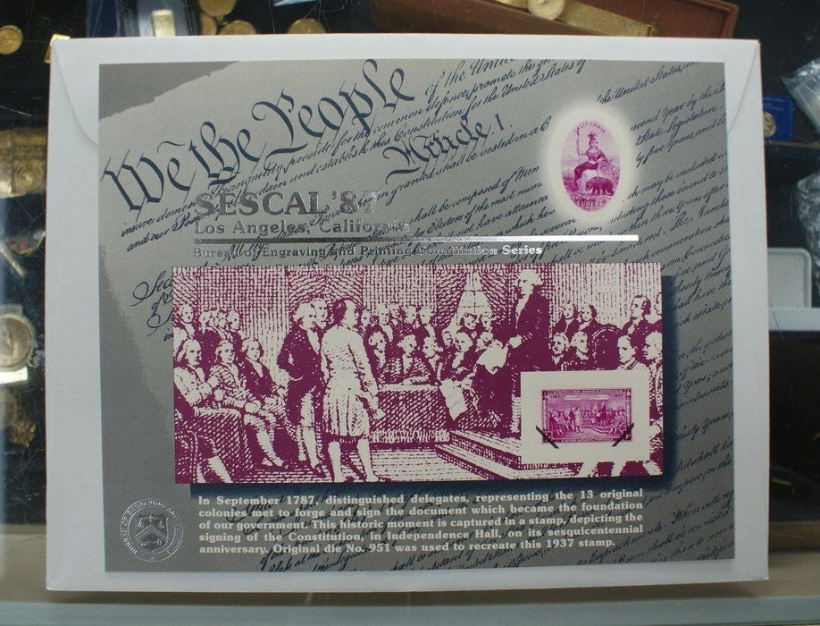 BEP souvenir card B 110 Sescal 1987 block 1938 3c Constitution Sesquicent stamp