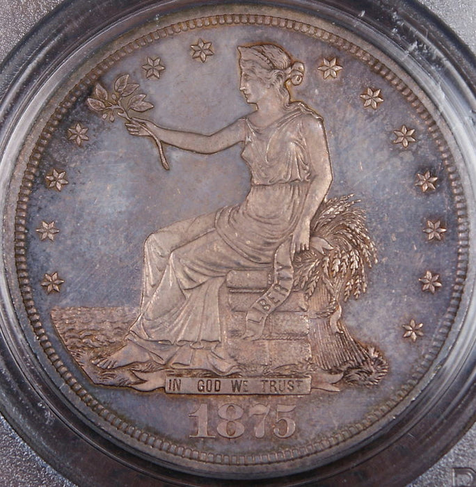 1875 Silver Trade Dollar PCGS MS-64 *Gem BU* Toned Coin Very Rare DGH