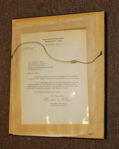 Chief Justice Earl Warren Autograph to BEP Director