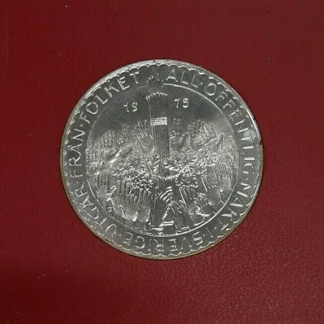 1975 Sweden .925 Silver 50 Kroner Gem BU Constitution Reform Coin in Holder