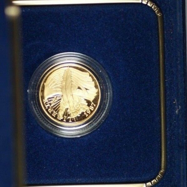 1987 U.S. Mint Constitution $5 Gold Proof Commemorative Coin With Box & COA OGP