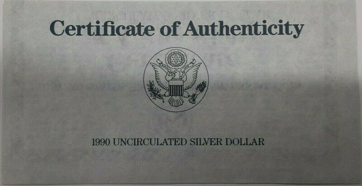 1990-W Eisenhower Centennial Commemorative Uncirculated Dollar with Box & COA