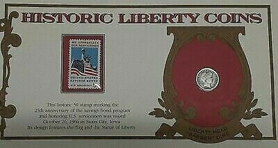 Historic Liberty Coins 1914 "Barber" Dime W/Stamp in Information Card