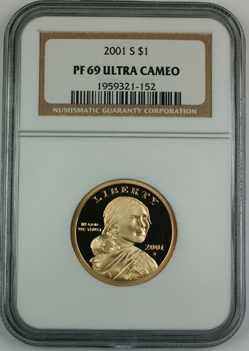 2001-S Proof Sacagawea Dollar $1, NGC PF-69 Ultra Cameo, Superb Coin