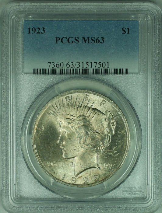 1923 Peace Silver Dollar S$1 PCGS MS63 Undergraded (24L)