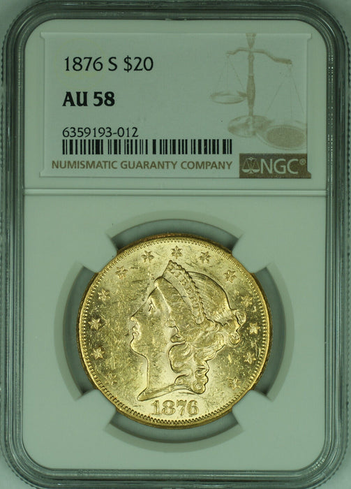 1876-S Liberty Head $20 Double Eagle NGC AU 58