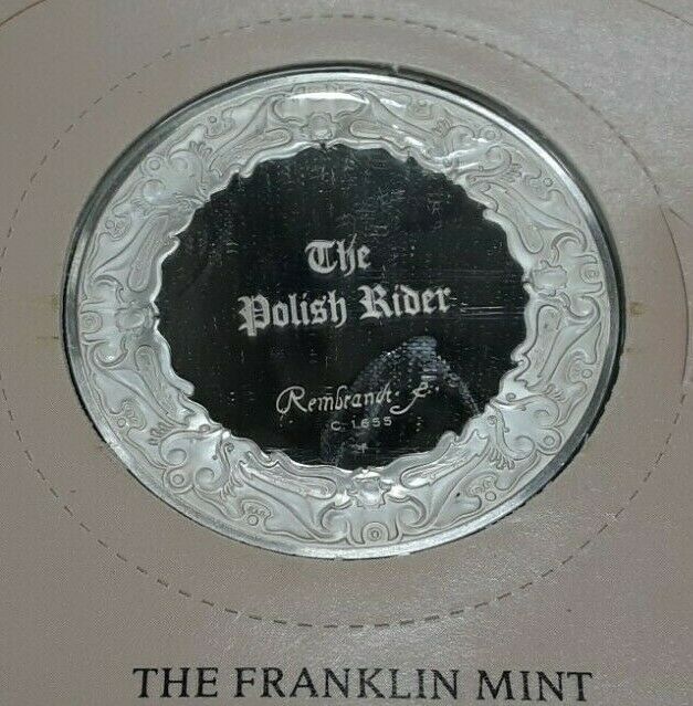 Franklin Mint Genius/Rembrandt PR .925 Silver Medal-The Polish Rider in Card