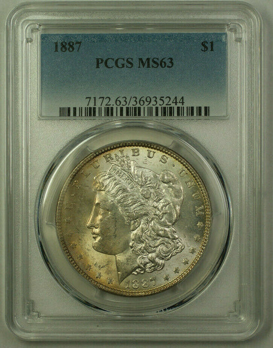 1887 Morgan Silver Dollar $1 Coin PCGS MS-63 Lightly Toned (20) (N)