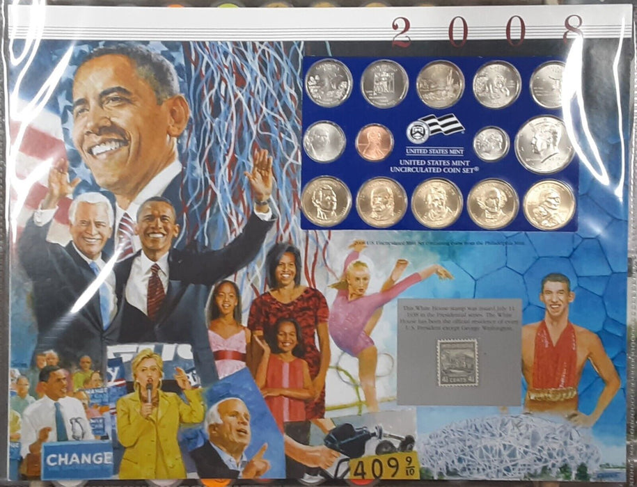 Postal Commem Society 2008 P Mint Set BU Coins with Informational Card & Stamp