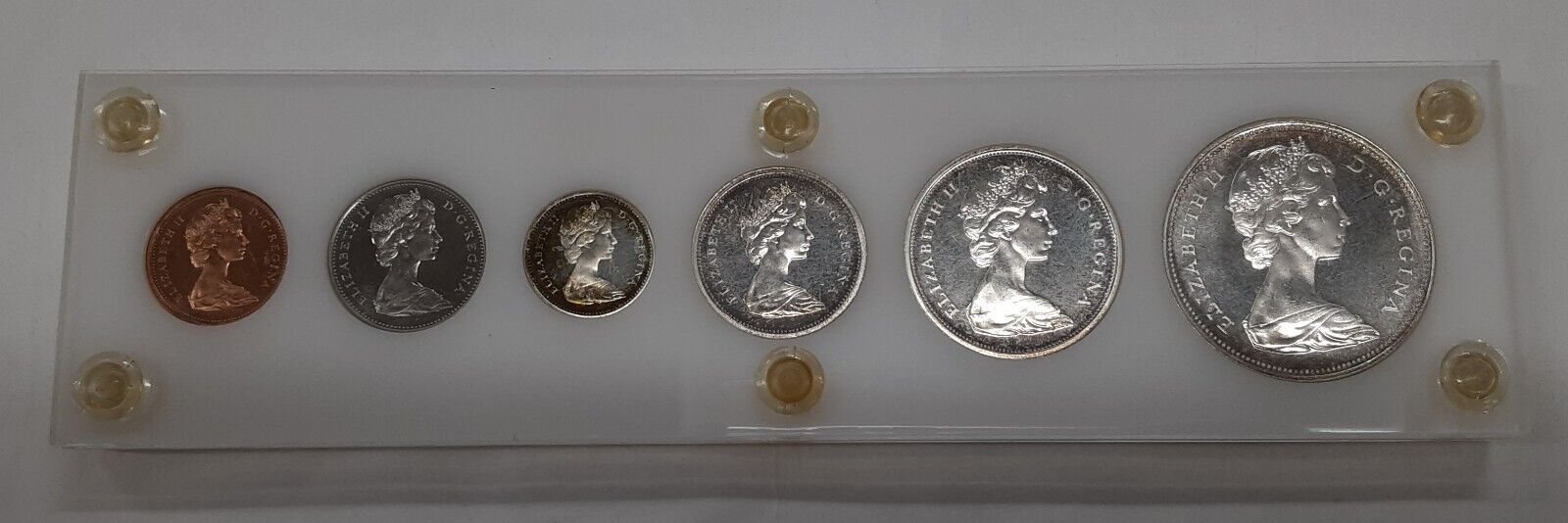 1966 Canada 6 Coin Mint Set Queen Elizabeth II BU in White Acrylic Holder
