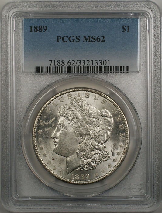 1889 Morgan Silver Dollar $1 Coin PCGS MS 62 (Better Coin 12)