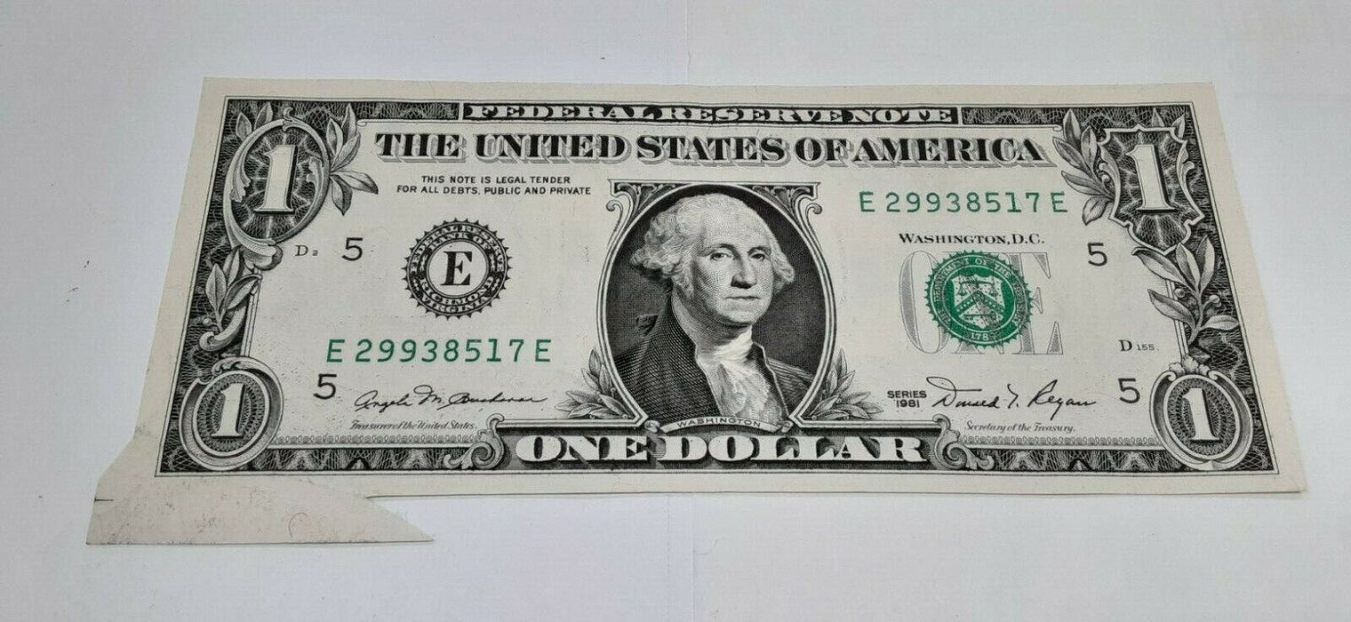 Series 1981 One Dollar $1 Federal Reserve Note W/Butterfly Error - EF/AU Cond.