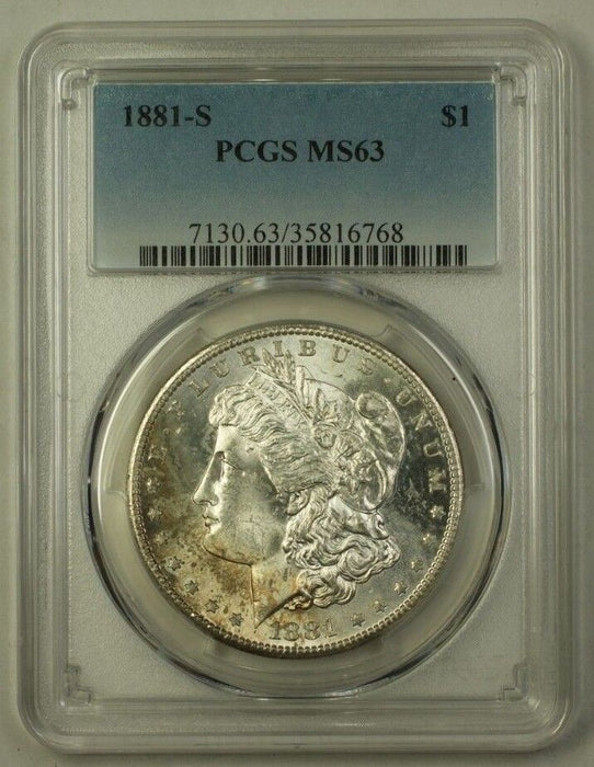 1881-S US Morgan Silver Dollar $1 Coin PCGS MS-63 Lightly Toned (I) 12