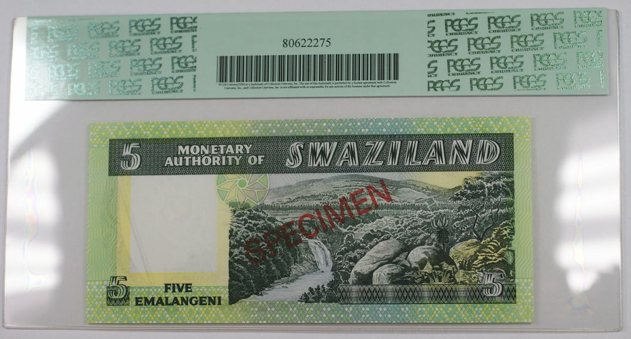 (1974) Swaziland 5 Emalangeni Specimen Note SCWPM#3a-CS1 PCGS 67 PPQ Superb Gem
