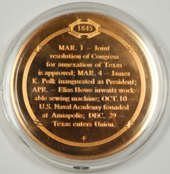 Bronze Proof Medal Texas Annexed as a State December 29 1845